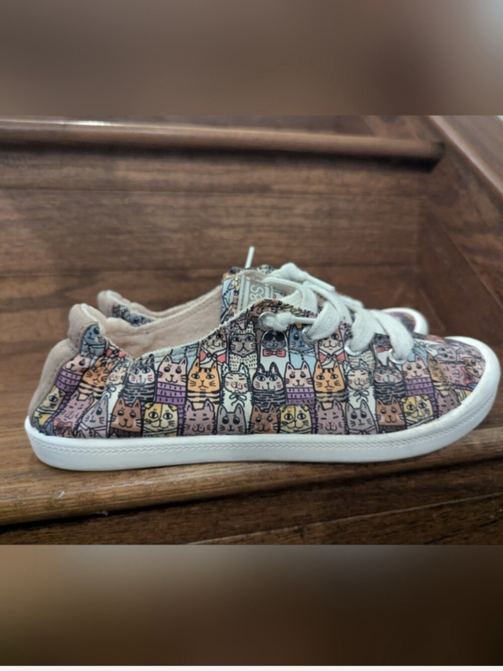 Skechers Sneakers Beach Bingo - Kitty Cruiser Cat Design Slip Ons Size 7 Ivory - Picture 3 of 13